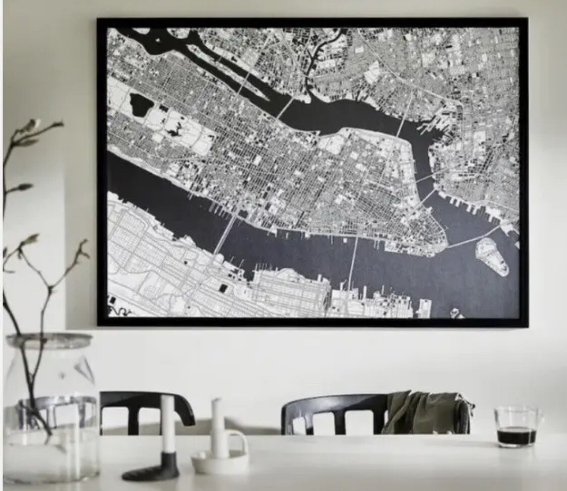 Imagen Ikea Bjorksta BJÖRKSTA Mapa de la Ciudad de Nueva York vinilo lona 140 cm x 100 cm