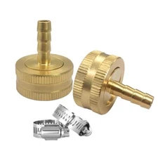 2PCS Garden Hose Connector 1/4" Barb x 3/4" GHT Female Brass Water Hose End M...
