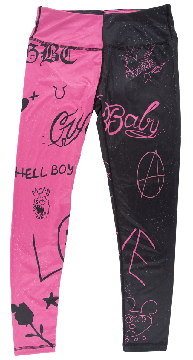 Lil Peep Hip Hop, Cry Baby Rapper Yoga Pants, Active Wear Pink and Black  NEW!