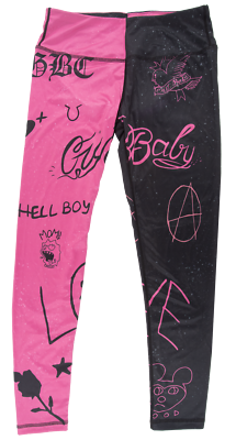 Lil Peep Hip Hop, Cry Baby Rapper Yoga Pants, Active Wear Pink and Black  NEW!