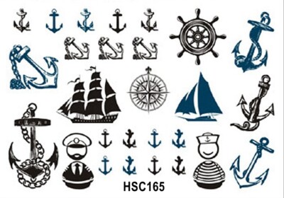 Ship Anchor Helm Boat Sun Moon Totem Star Body Waist Arm Temporary Tattoo 