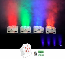 Rockville BATTERY PAR 61 White Rechargeable RGBWA+UV DMX DJ Wash Light+Remote