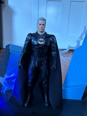 Custom FLASH MOVIE KEATON BATMAN Cloth Cape For 1:12 Figure Mcfarlane Cape Only