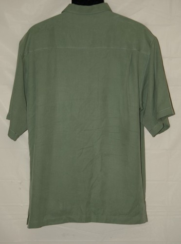Tommy Bahama M green knit silk shirt Short Sleeve - Picture 3 of 7