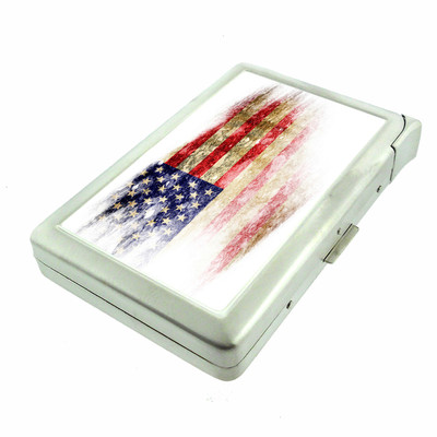 american flag cigarette case American Flag D15 Cigarette Case with Built in Lighter Metal Wallet  Patriotic