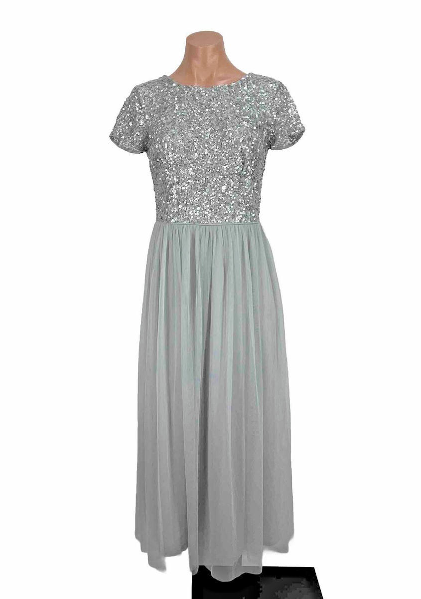 silver flare dress Ladivine CM371 Fitted Crystal Embellished Mermaid Gown Silver-Nude / 6 main image 1