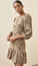 Anthropologie Maeve Knit Cut Out Animal Print Brown Dress  size 2 XS NEW NWT