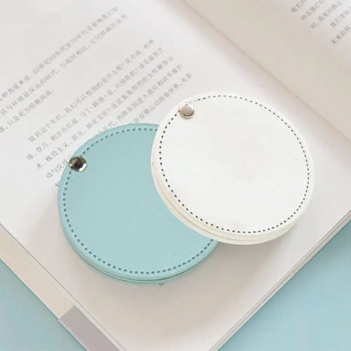 Pu Leather Cosmetic Mirror Round Pocket Mirror New Makeup Mirror - Picture 2 of 19