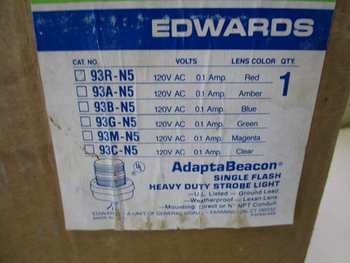 EDWARDS 93-R-N5 RED SINGLE FLASH STROBE LIGHT NEW OPEN BOX FREE SHIPPING!!!!!! - Picture 2 of 4