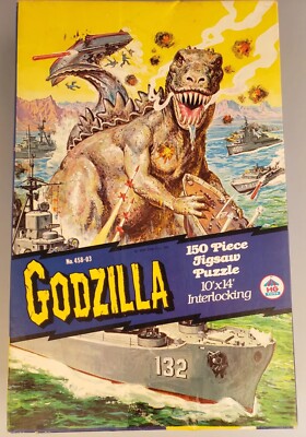 Vintage 1978 Godzilla Puzzle  Harbor Havoc HG Toys -3 pieces 