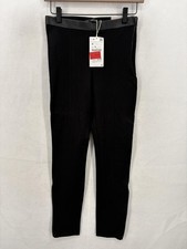 Zara Trafaluc Pants Womens Medium Black Mid Rise Faux Leather Trim Leggings NWT