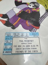 Paul McCartney Vintage Ticket Stub - Friends of the Earth Nov 24th, 1989 - Forum