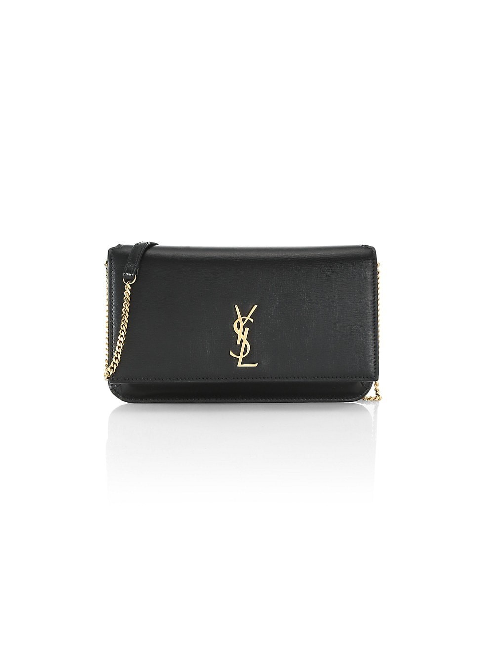 NWT NEW YSL Monogram Phone Holder Crossbody Bag in Black Leather