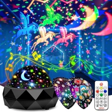 Star Projector for Kids Night Light Projector15 Colors+15 White Noises+3Films+R
