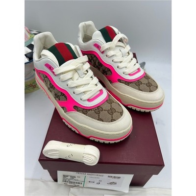 Women's Gucci Cream & Beige re web GG Canvas Sneakers size 39 made in Italy