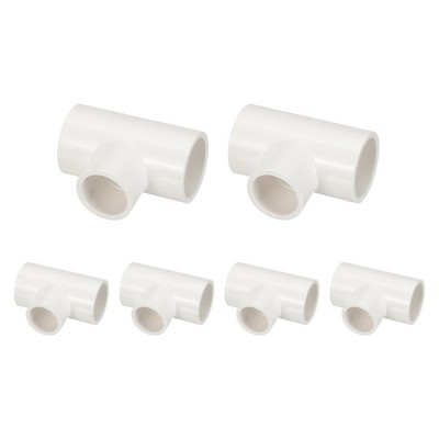 6Pcs 3/4''x3/4''x1/2'' PVC Reducing Tee Fitting, SCH40 Furniture Grade Pipe Fitting