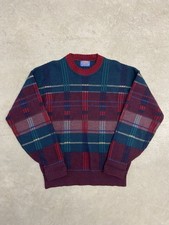 Vintage Pendleton Plaid Wool Sweater Size M Made In USA 90s Knit