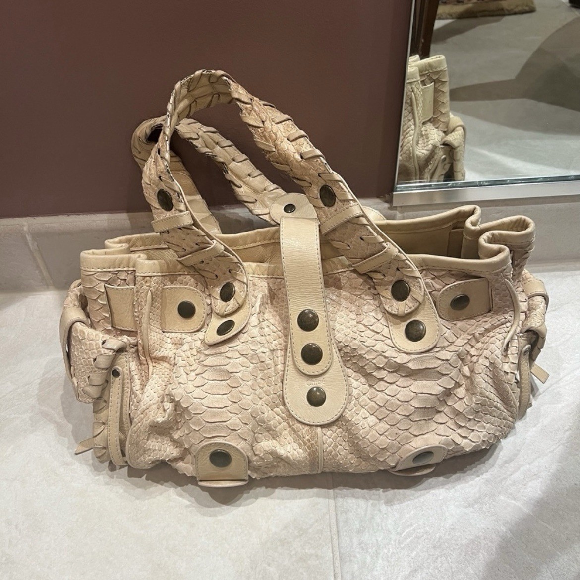 RARE Chloe Python Silverado Cream Beige Bag Vintage Snakeskin