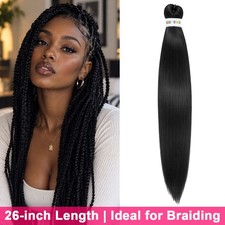 Braiding Hair Pre Stretched 26",Tangle-Free,Lightweight,Natural,Knotless Braids