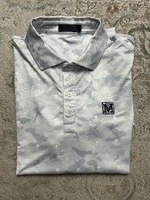 G/Fore Golf Polo Shirt Mens L Grey Mapped Icon Camo Tech Short Sleeve