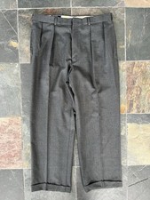Vintage Polo Ralph Lauren Made In USA Gray Wool Pleated Trousers Pants 35x28