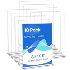 10 Pack Acrylic Sign Holder 8.5 x 11, Clear Double Side T Shape Acrylic Table...