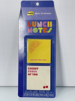 POST-IT Lunch Notes Bright Multicolored 1.9  X 1.9  2-Pads 25 Notes Each New