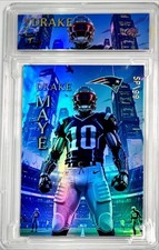 🔥 Drake Maye 2025 SSP /99 Holo Foil Art Slab By Collectors XT 🔥
