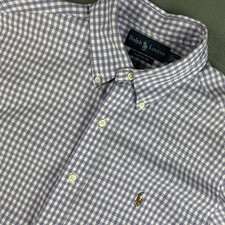 Polo Ralph Lauren Men s Button Down Oxford Shirt Long Sleeve Check Purple Sz Med