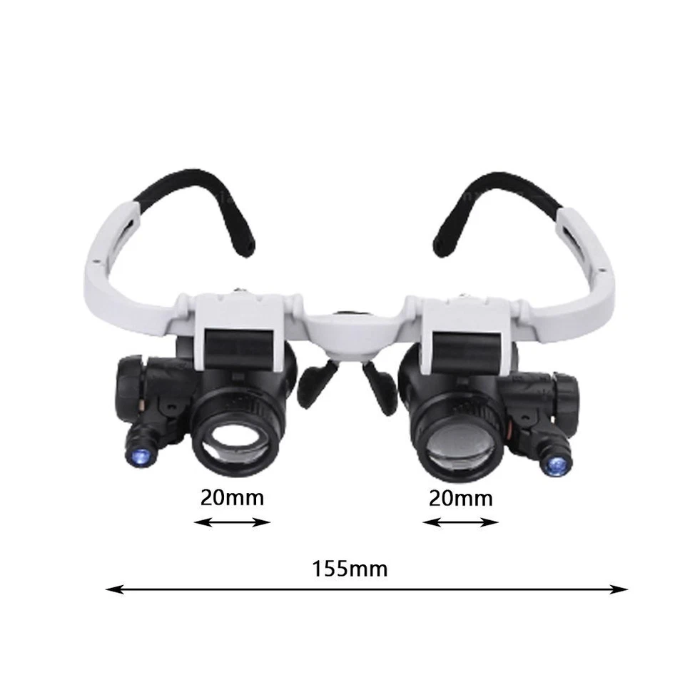 Magnifier Jeweler Microscope LED Light Watch Repair Headband Magnifying Glasses - Image 2 of 4