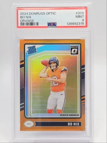 BO NIX 2024 DONRUSS OPTIC RATED ROOKIE ORANGE BRONCOS RC /249 PSA 9 Q0004