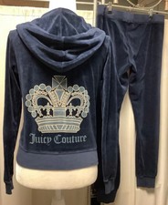Juicy Couture Navy Velour Jogger Pants 34 x 28 Zip Up Hoodie MP