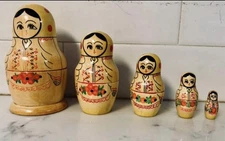 Vintage Russian Style Matryoshka Nesting Dolls Hand Painted Dolls 5