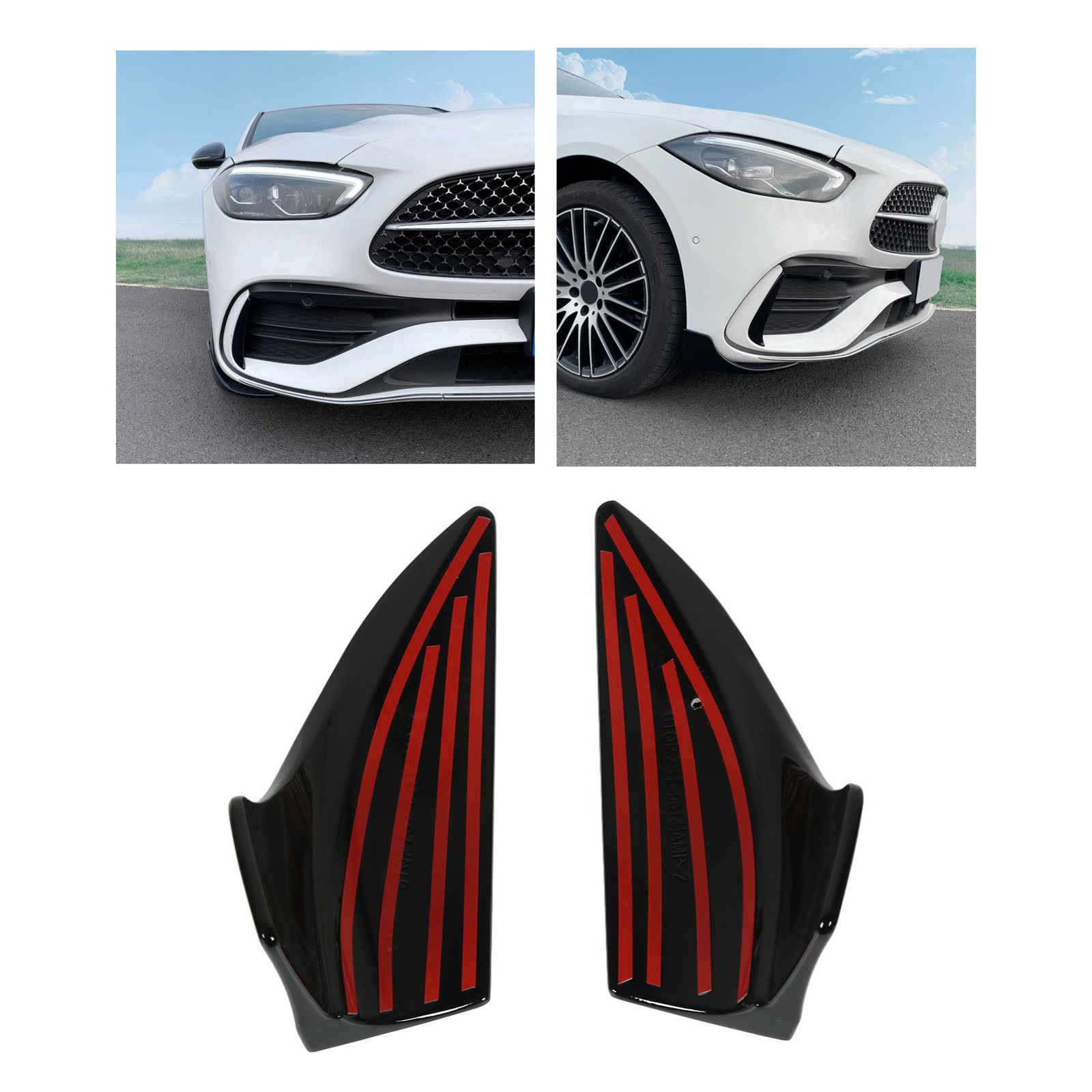 Glossy Black Front Bumper Lip Spoiler For Mercedes‑ C‑Class W206 AMG‑Line