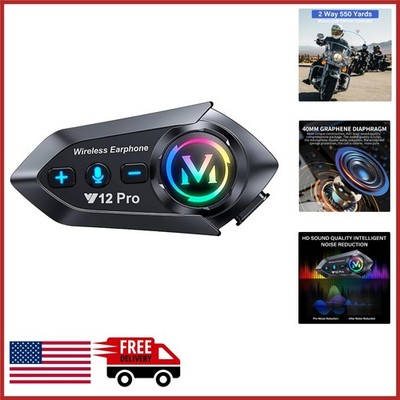 Bluetooth Headset for Motorcycle Helmet, 2 Way Intercom, HIFI Sound, Music Share