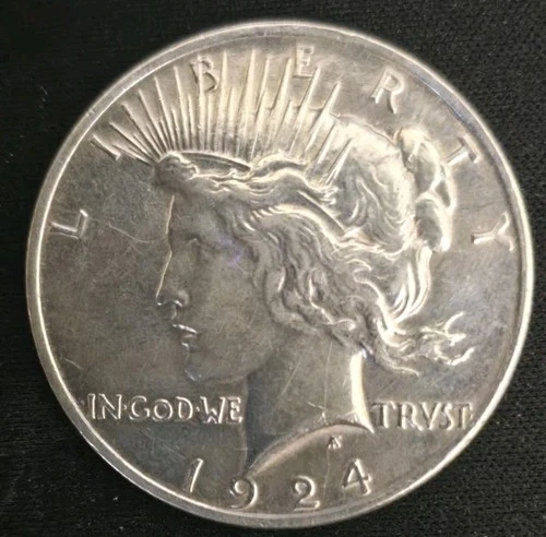 1924 $1 Peace Dollar Silver Coin. Beautiful Fineness And Color!