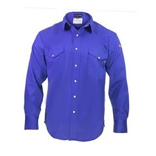 Flame Resistant Light Weight FR Shirt for Men - 88 Cotton, Small Royal Blue