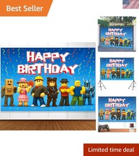 Video Game Birthday Decorations Happy Birthday Banner for Boys 6x4ft Pixel Ba...