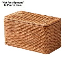 Brown Rattan Organizer Basket with Lid