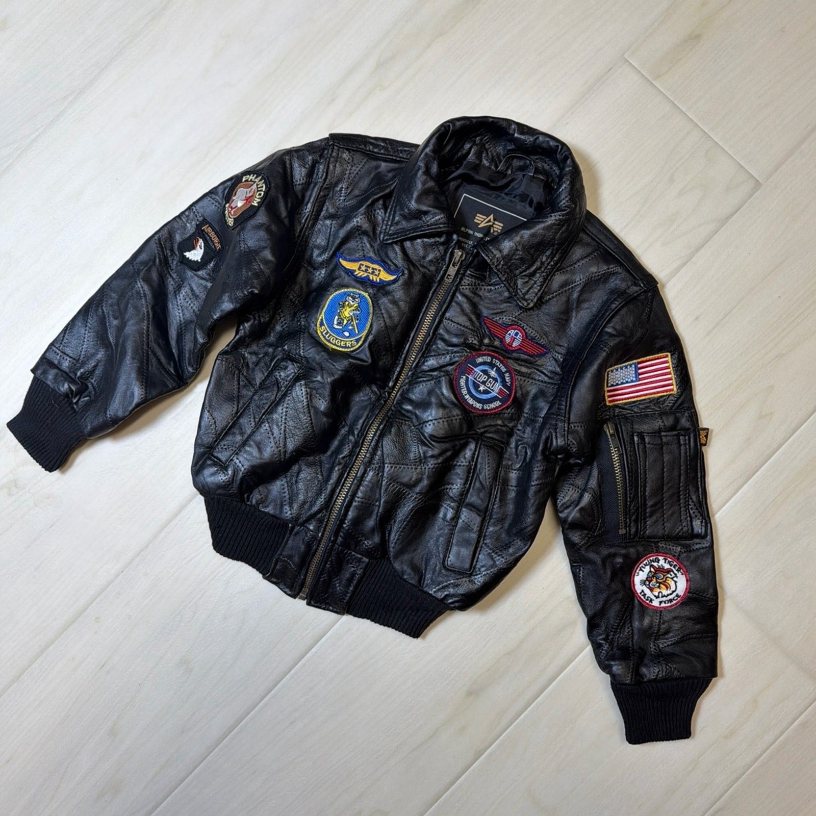 Alpha Industries Toddler Maverick Top Gun Genuine Leather Jacket