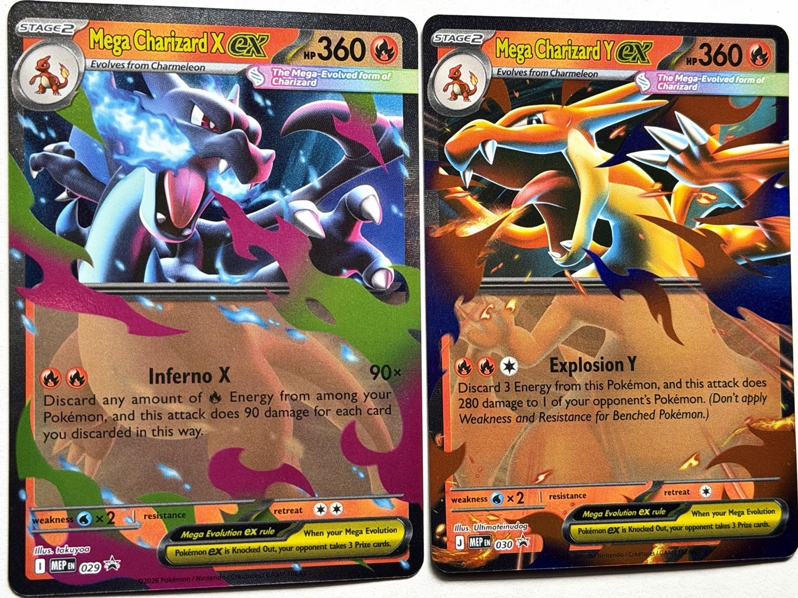 Mega Charizard X ex 29 and Mega Charizard Y ex 30 | Promo Set | Pokémon TCG