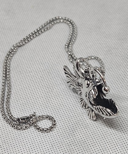 Deep Sea Angler Fish Necklace, Stainless Steel, High-Quality, 3D Pendant - Picture 3 of 3