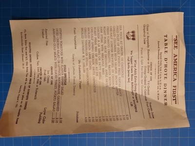Vintage 1951 Knickerbocker Hotel Dinner Menu See America First Paper Ephemera