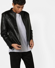 Men's Black Leather Biker Jacket Handmade Quilted Slim Fit Motorcycle Outerwear