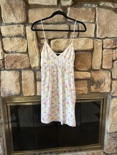 BCBG Maxazria VTG Y2K 100 Silk Chiffon Babydoll Dress XS Womens White Sundress