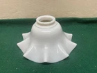 Vintage Milk Glass Ruffled Edge Crimped Lamp Light Shade Ruffle Scallop