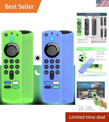 2-Pack Glow in the Dark Silicone Remote Covers for Fire TV Stick - Green & Blue