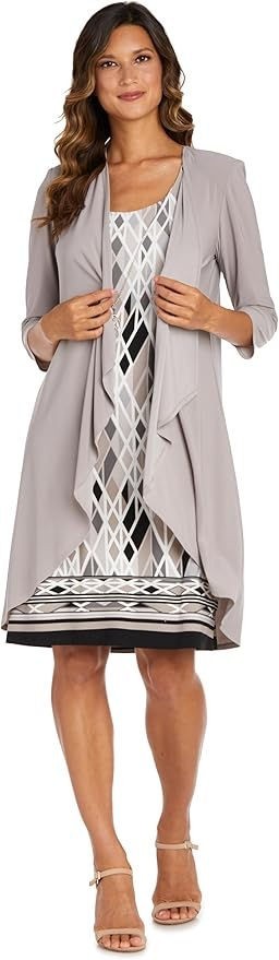 R&M Richards Women's Casual Daytime Jacket Dress - Black/Taupe - Size 22W |  eBay