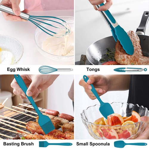 14 Pcs Cooking Utensils Set with Holder Heat Resistant Silicone Kitchen Cookw... - Picture 6 of 7