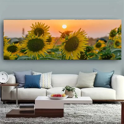 Panoramic Sunflower Scenery Flower Artwork Landscape Canvas Wall Art Home Decor
